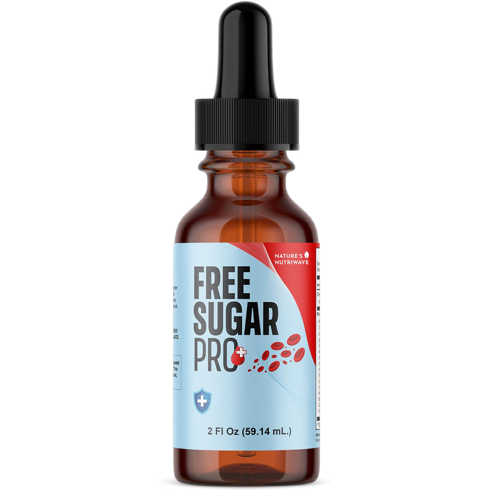 Nature’s NutriWave Free Sugar Pro bottle with dropper for easy daily use and plant-based support.