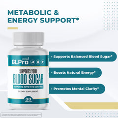 GLPro bottle features Green Tea and Hibiscus ingredients for a refreshing routine.