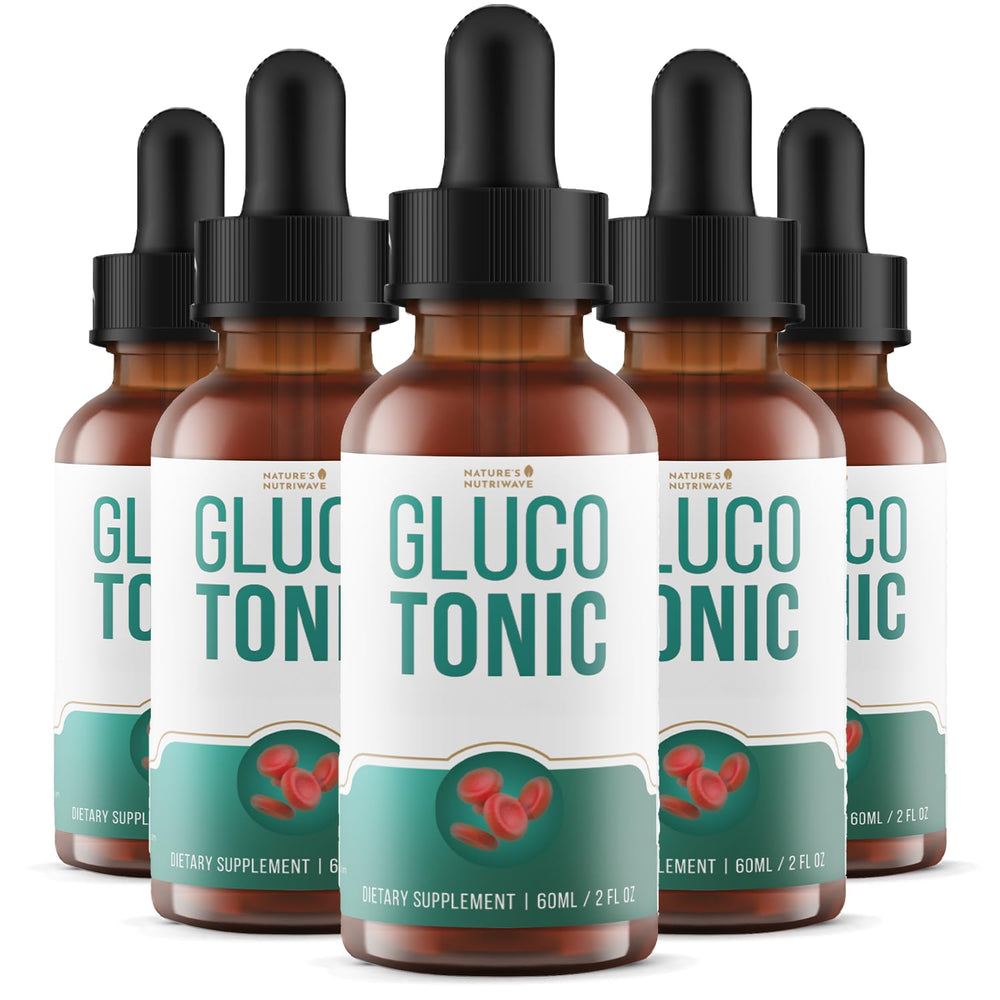 Nature’s NutriWave GlucoTonic bottle with pour for daily use.