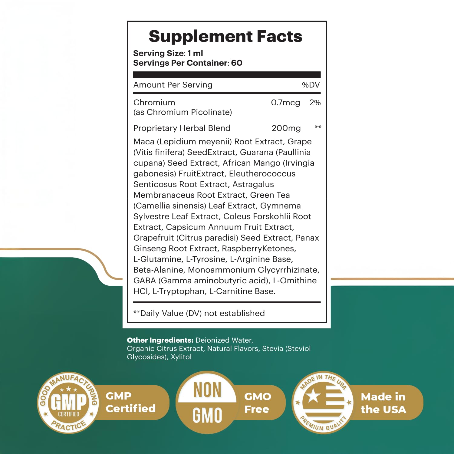 GlucoTonic ingredients including maca and grape seed for everyday balance.