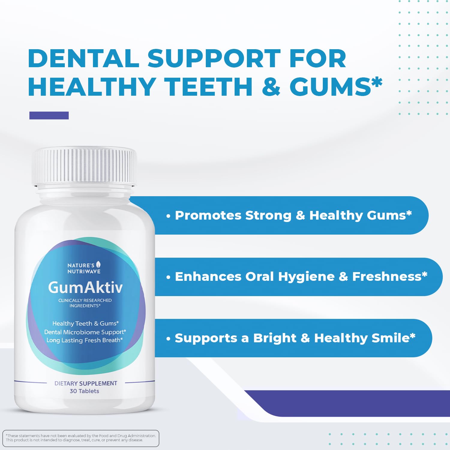 Nature's NutriWave GumAktiv bottle with label showcases convenient chewable tablets.