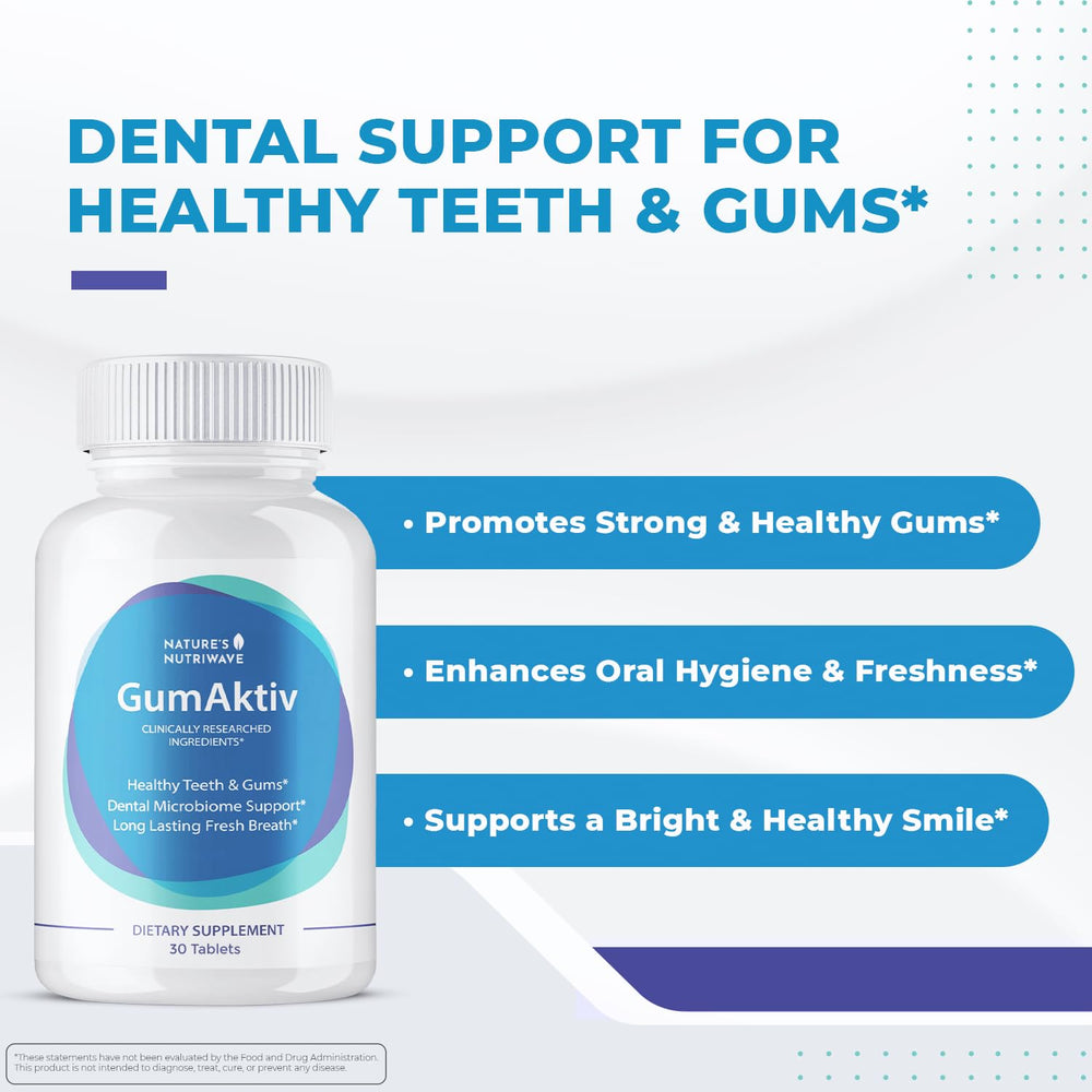 Nature's NutriWave GumAktiv bottle with label showcases convenient chewable tablets.