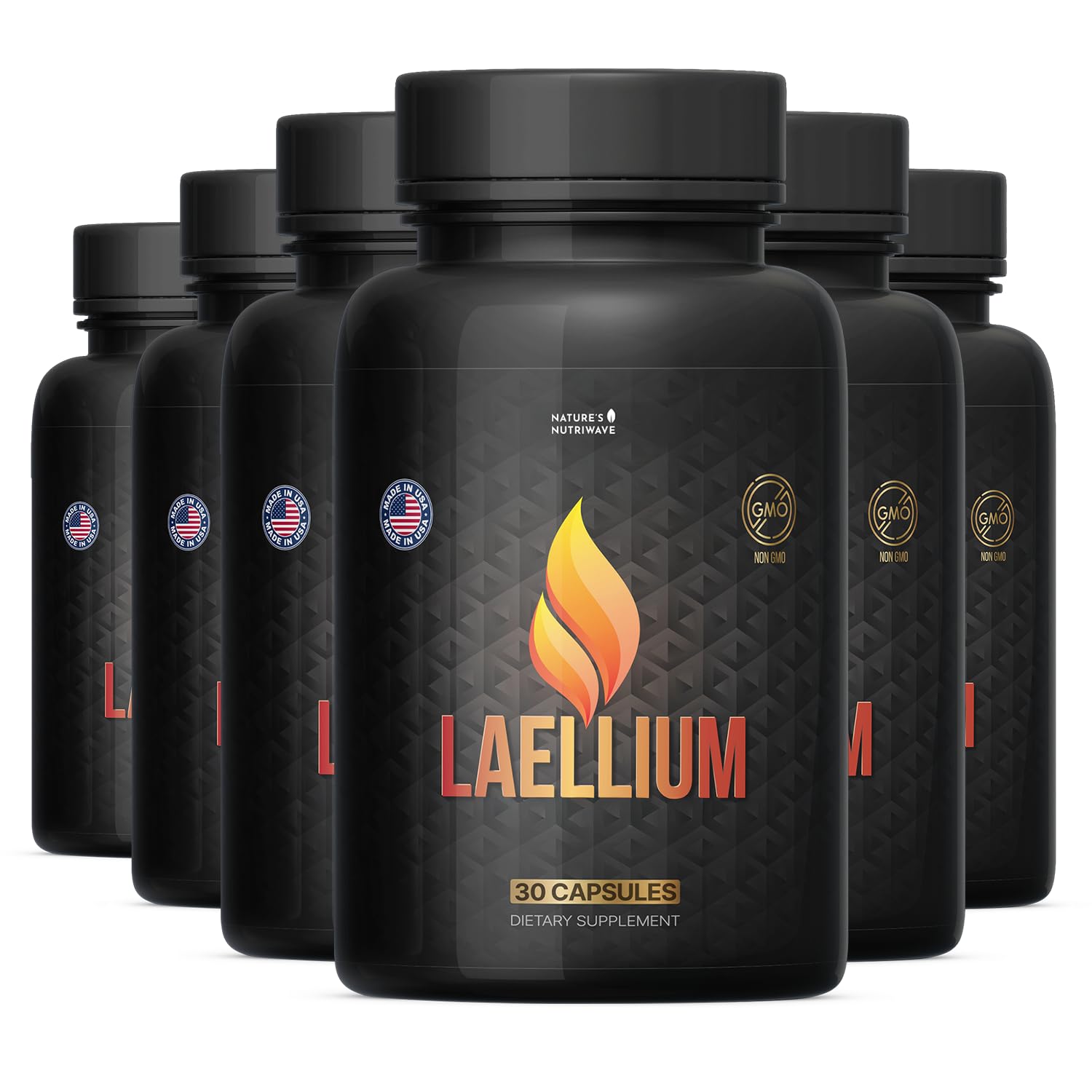 Nature’s NutriWave Laellium bottle on table supports daily wellness.