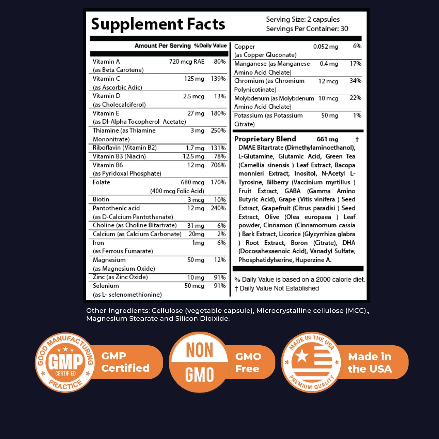 Nature’s NutriWave Memory Lift label highlights vitamins and minerals for balanced daily nutrition