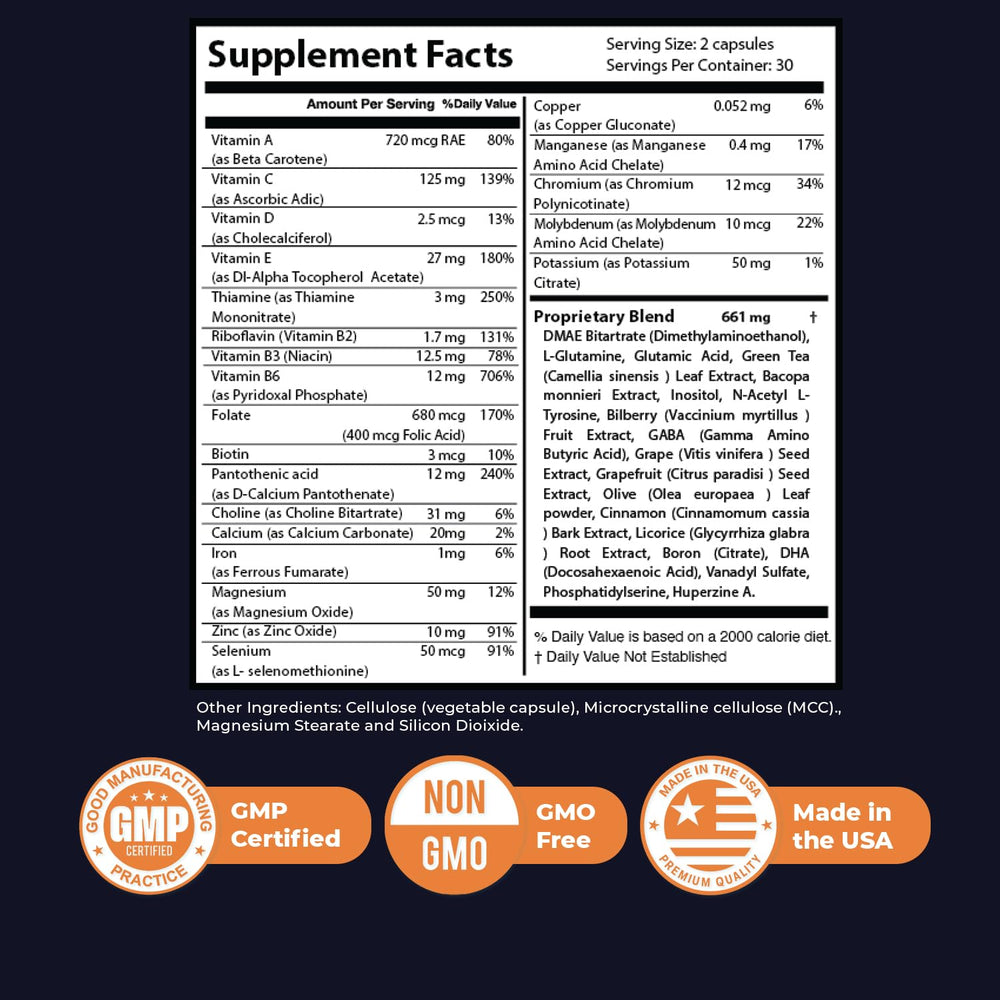 Nature’s NutriWave Memory Lift label highlights vitamins and minerals for balanced daily nutrition