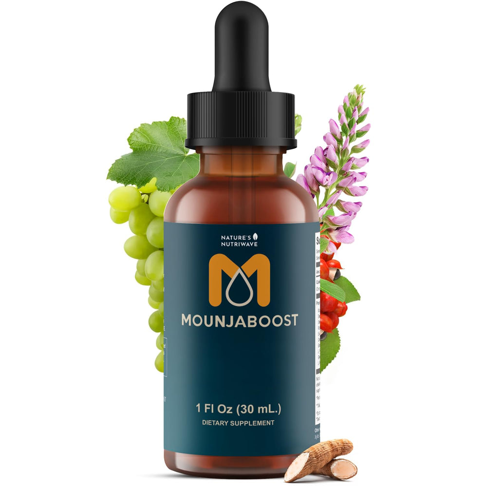 Nature's NutriWave Mounjaboost bottle close-up for daily wellness with herbal blend