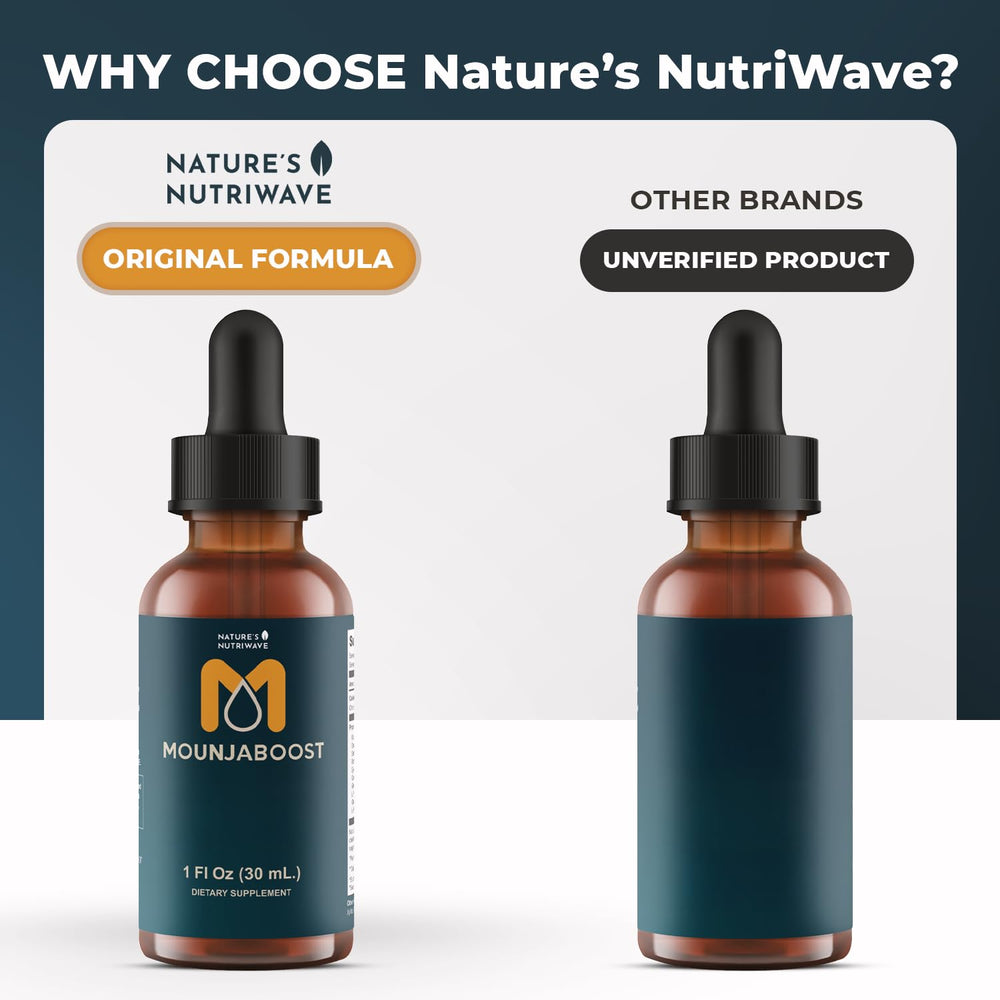 USA-made Nature's NutriWave Mounjaboost in GMP-certified facility badge