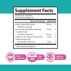 NeuroMax ingredients powder highlighting passion flower, marshmallow root, and California poppy.