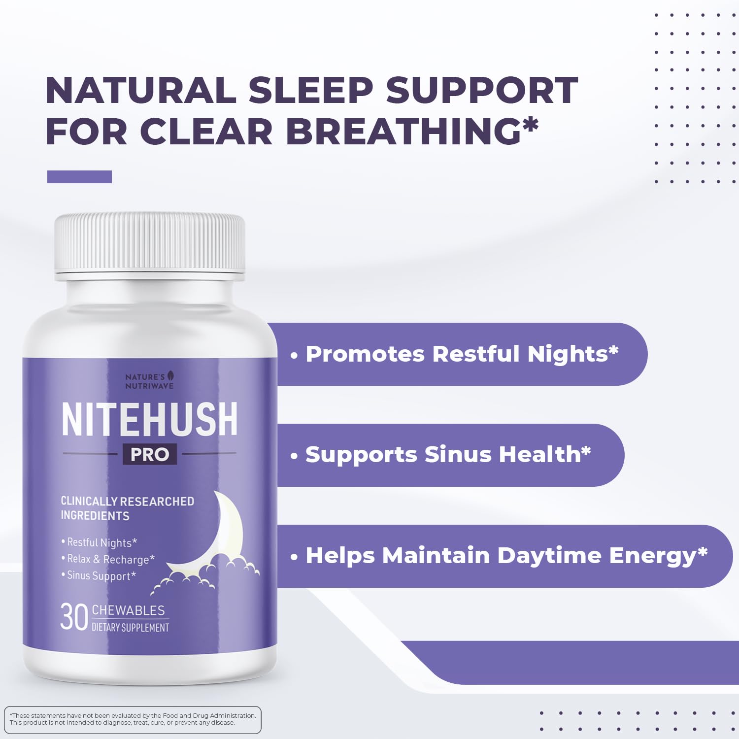 NiteHush Pro chewables ready for a non-stimulant bedtime routine.