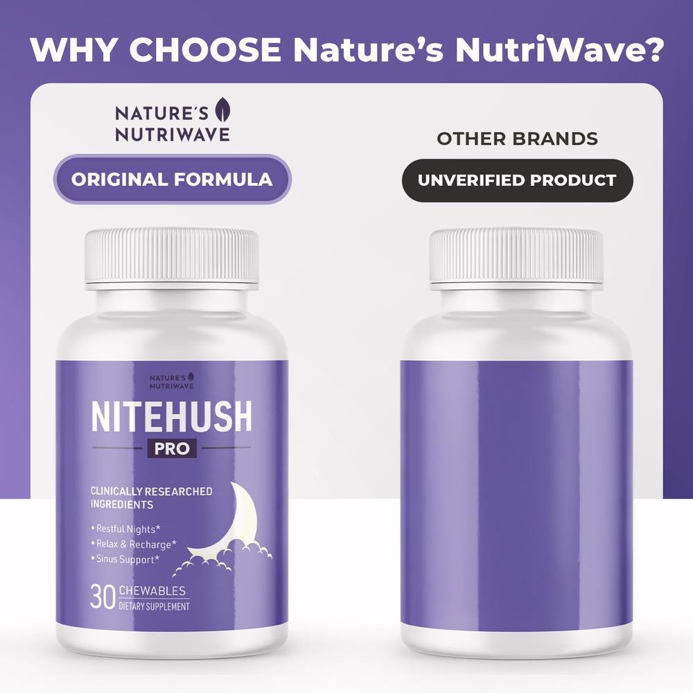 Citrus flavonoids and quercetin in NiteHush Pro form a gentle evening blend.