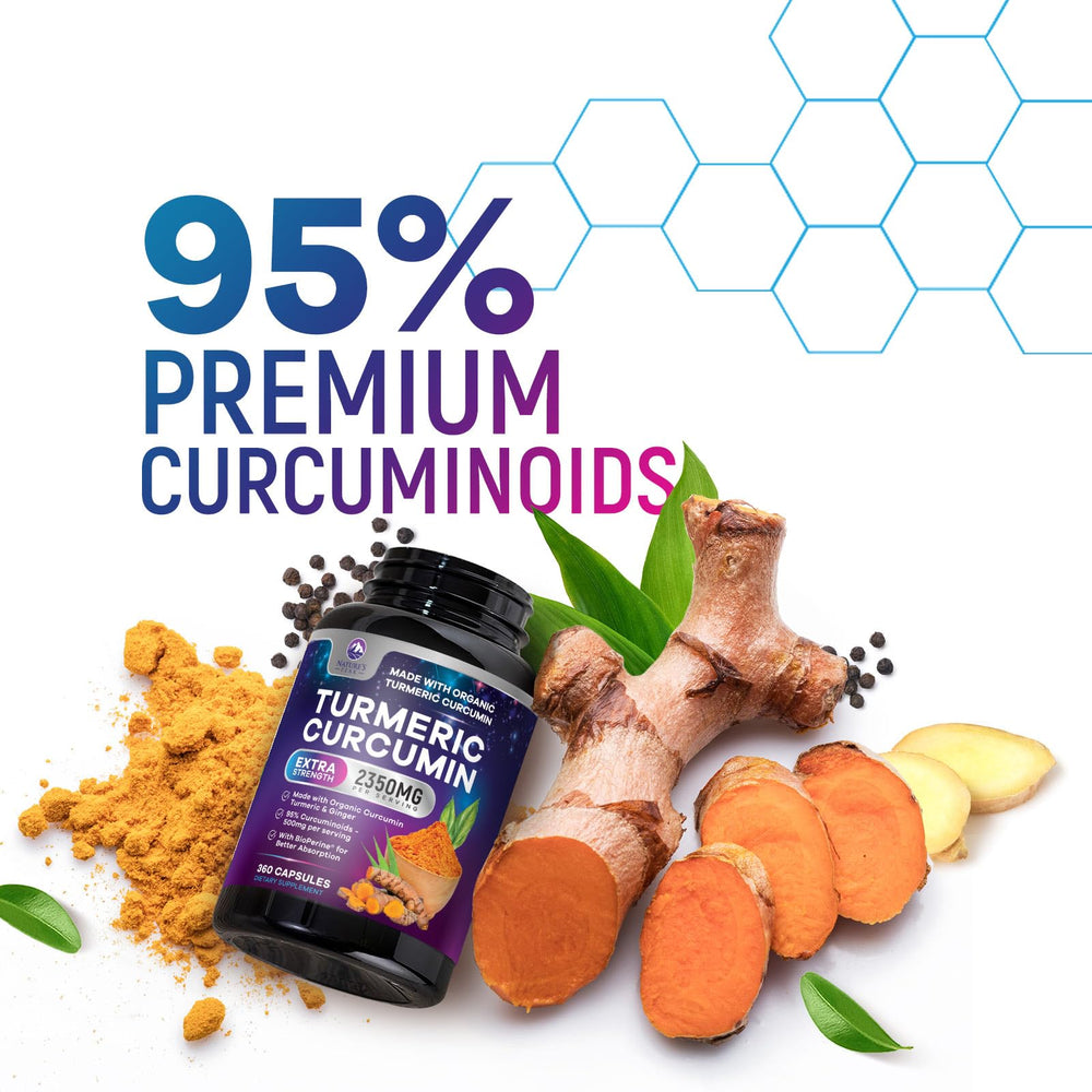 Label shows 95% curcuminoids and antioxidant profile from Nature's Peak.