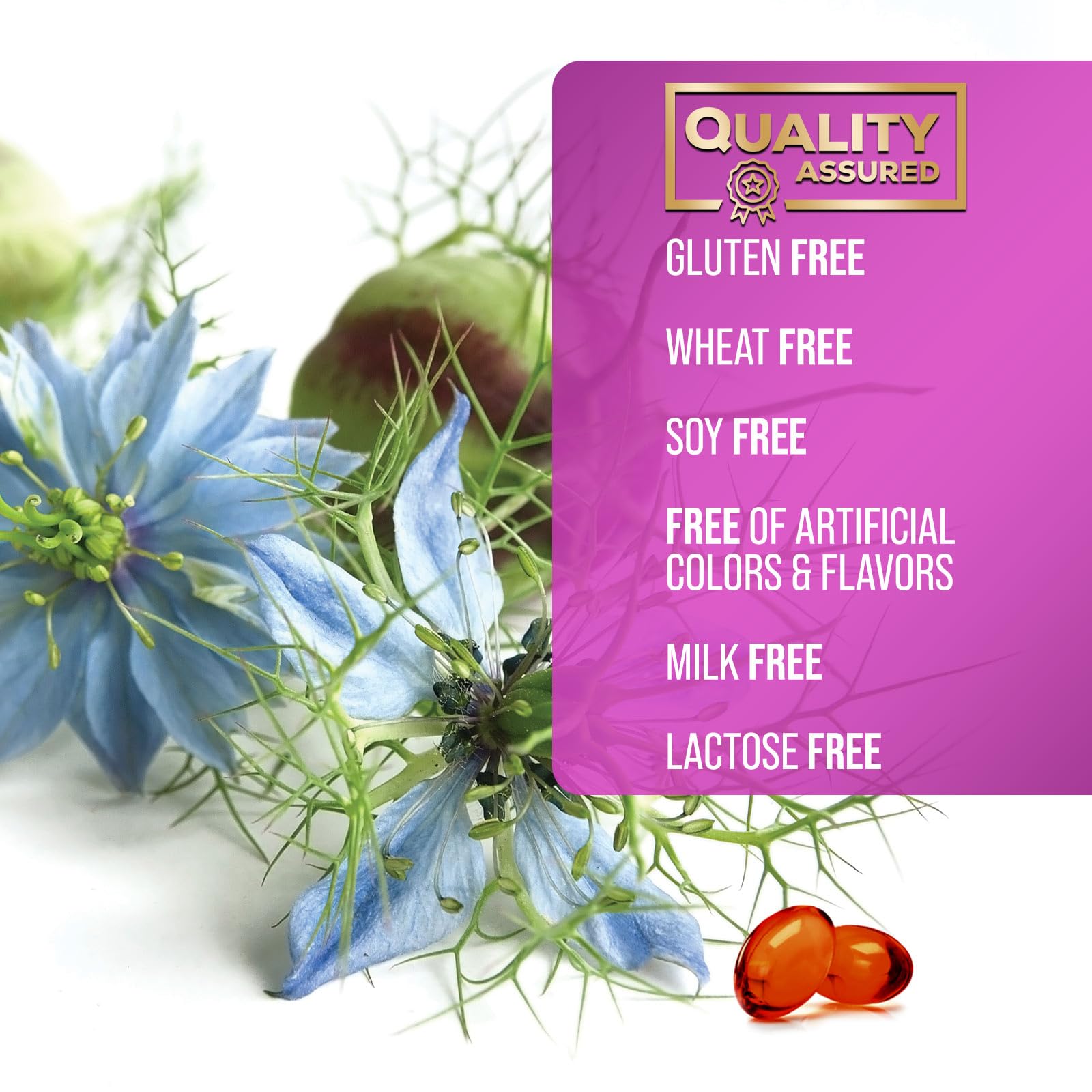 Nature's Peak capsules on spoon illustrating simple daily intake.