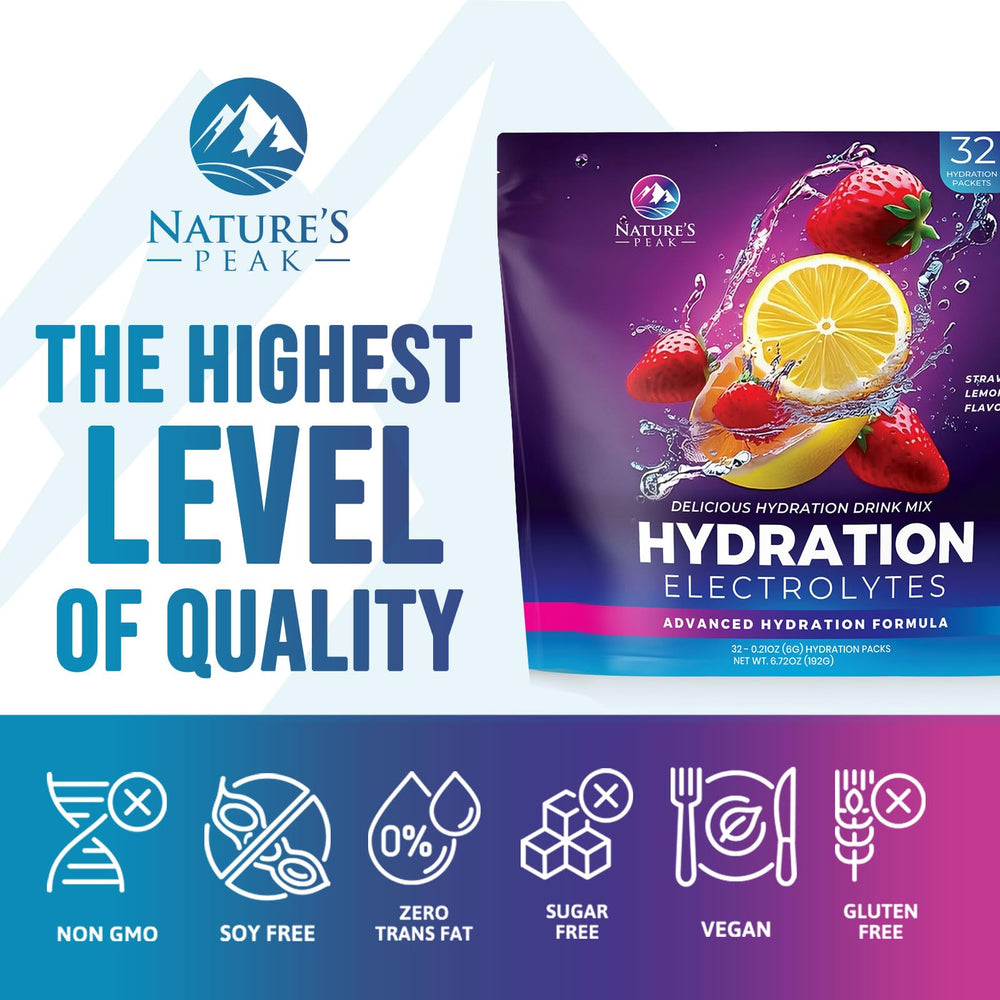 Dissolving Nature's Peak electrolyte packets into water for a refreshing drink
