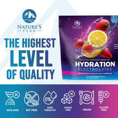 Dissolving Nature's Peak electrolyte packets into water for a refreshing drink