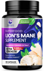 Nature's Peak Lions Mane capsules packaging showcases premium vegan formula for daily focus