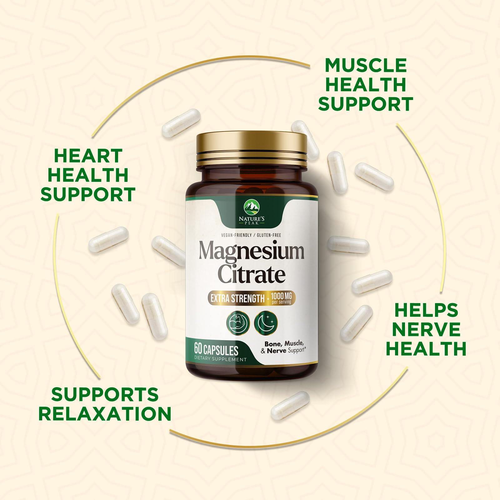 Nature's Peak Magnesium Citrate 1000mg quality seal signaling purity