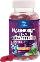 Nature's Peak magnesium citrate gummy bottle highlighting high-absorption formula for daily support