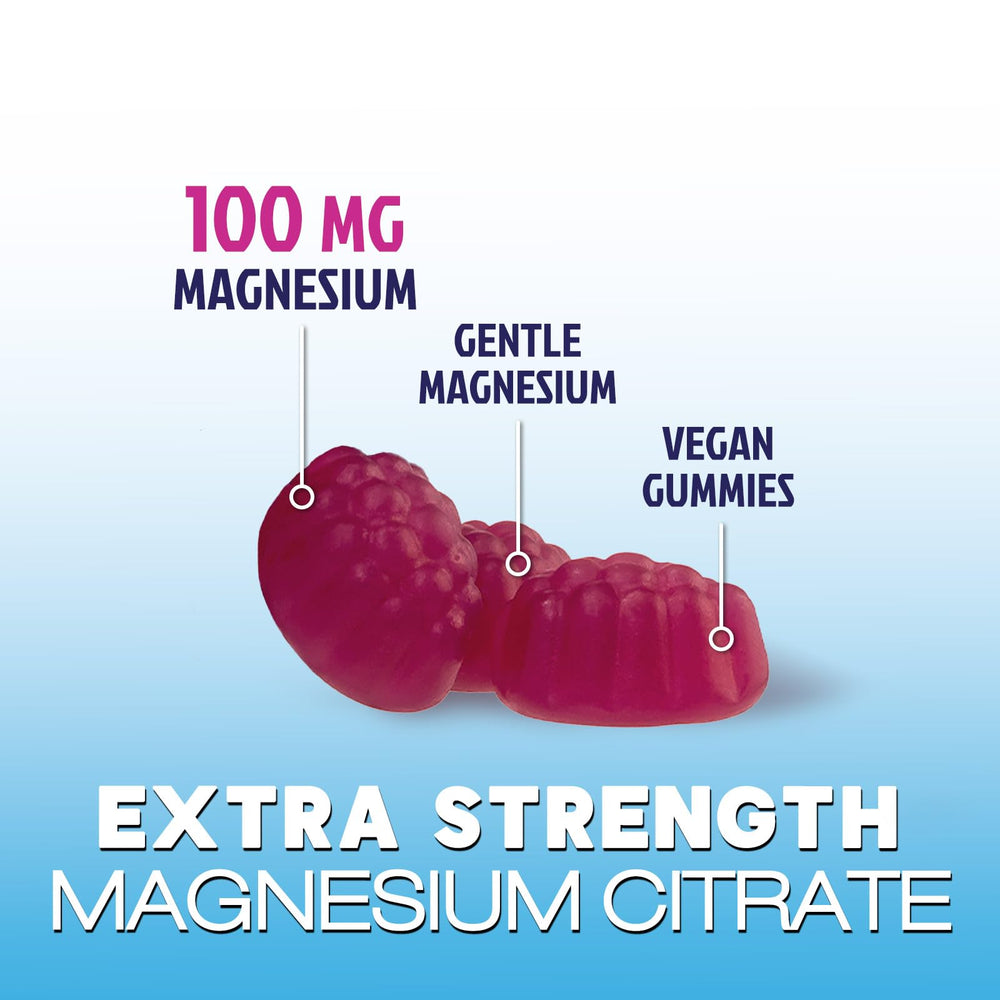 Nature's Peak magnesium citrate gummy bottle label shows vegan, Non-GMO daily support