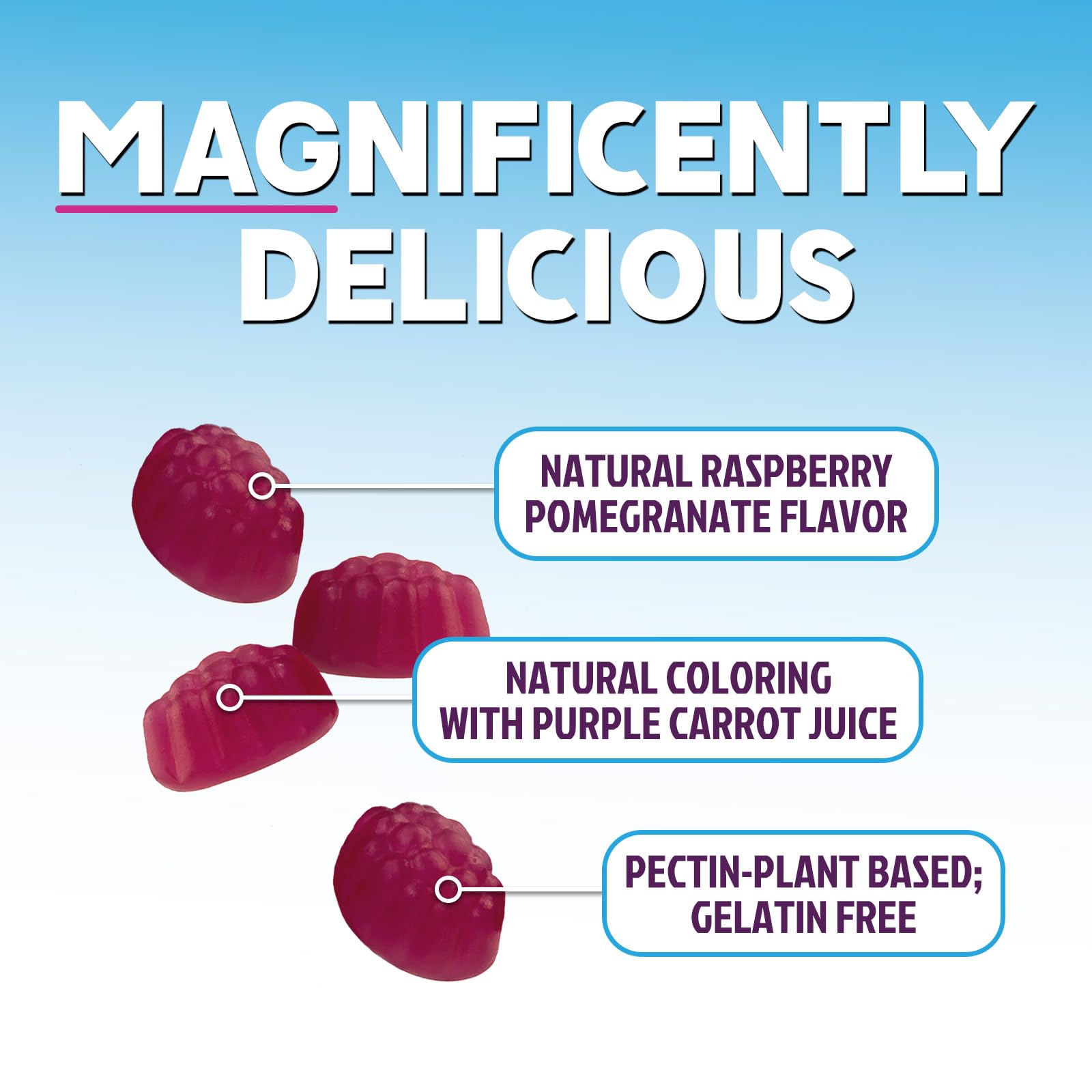 Nature's Peak serving size on bottle illustrating easy chewable format