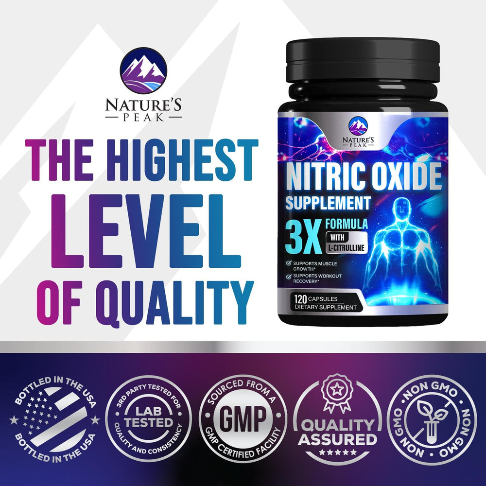 Nature's Peak Nitric Oxide bottle in hand for on-the-go use