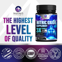 Nature's Peak Nitric Oxide bottle in hand for on-the-go use