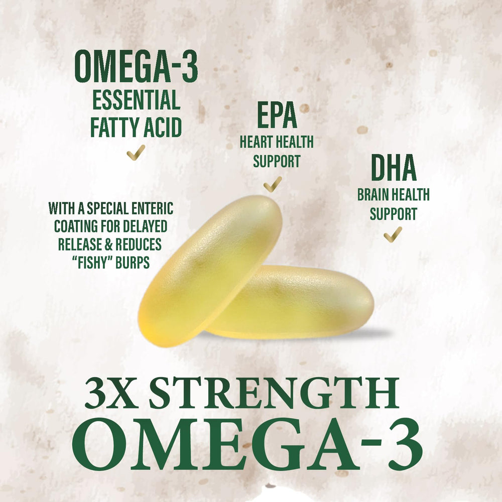 Serving size highlights 1440mg omega-3 per serving.