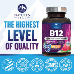 Nature's Peak vegan sugar-free B12 chewables for easy daily use