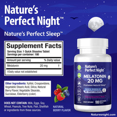 Mixed berry flavored melatonin tablets suggesting a tasty, sugar-free option.