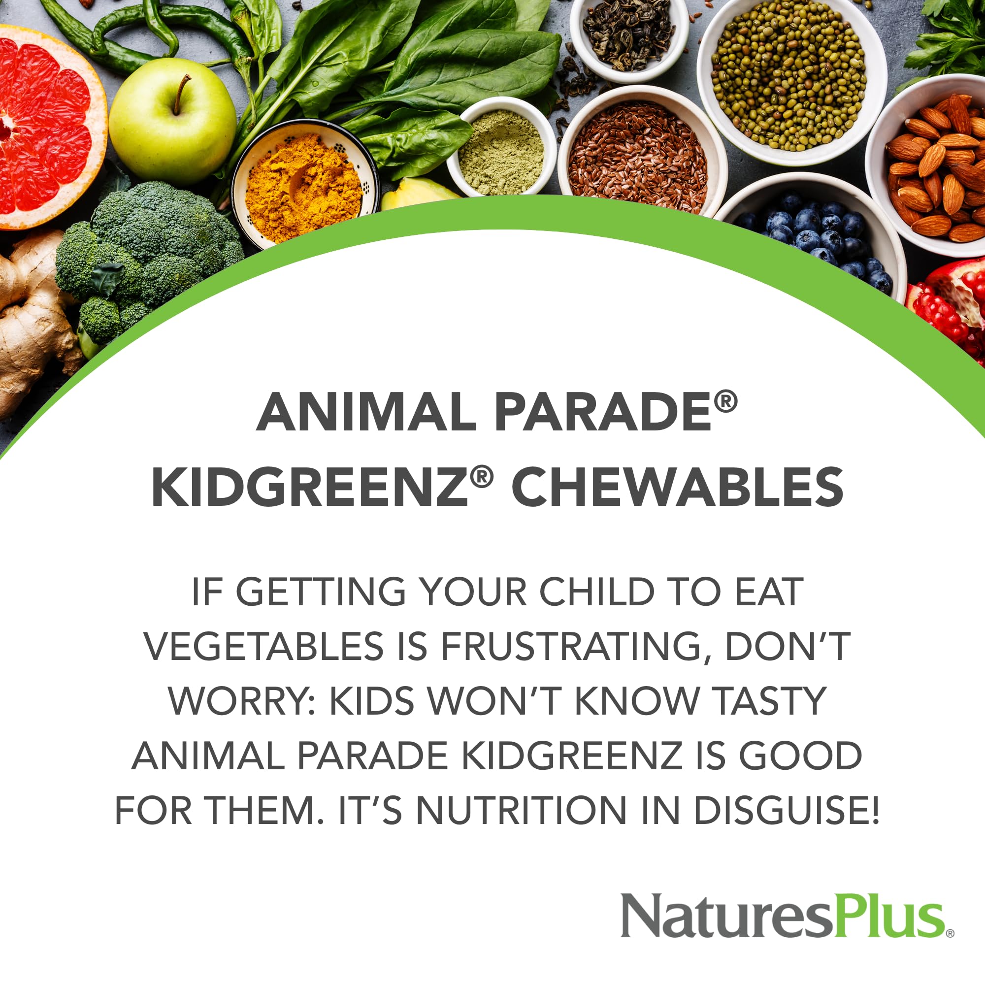 Ape KidGreenz ingredients blend includes broccoli and spirulina for greens benefits.