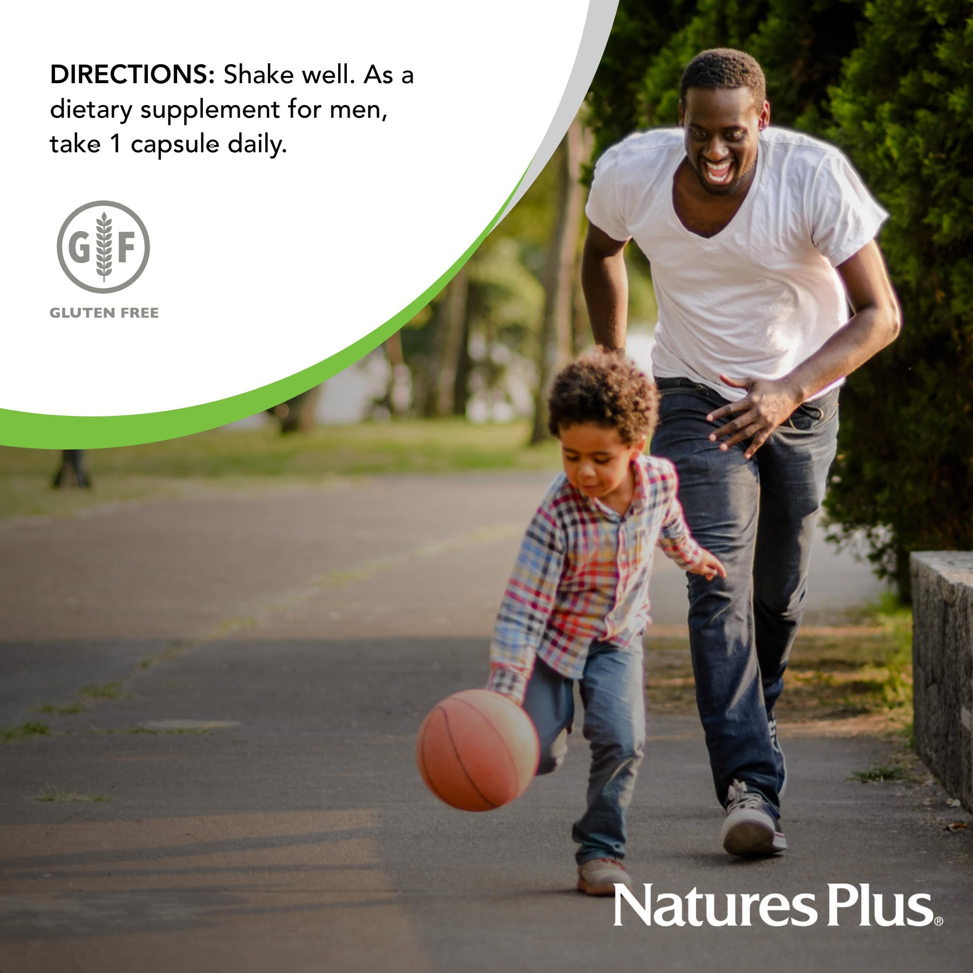 Nature's Plus GI Natural Probiotic Men in-use glass with bottle
