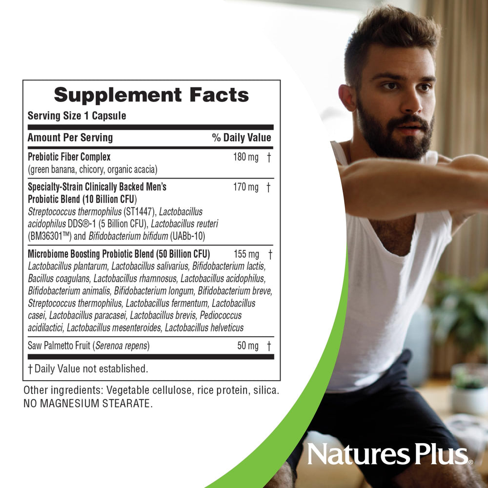 Nature's Plus GI Natural Probiotic Men packaging box on kitchen counter