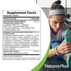 Nature's Plus gluten-free badge on probiotic packaging