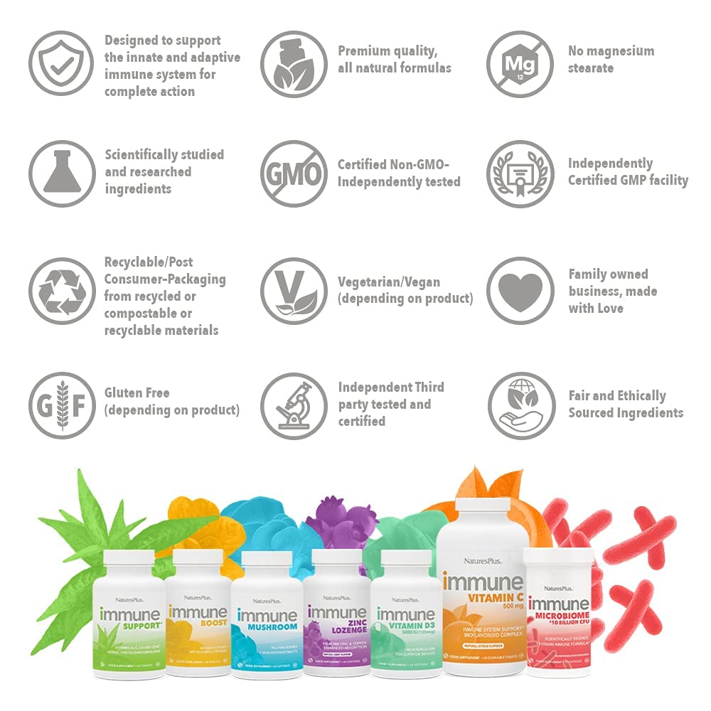 Nature's Plus Immune Probiotic bottle with glass of water