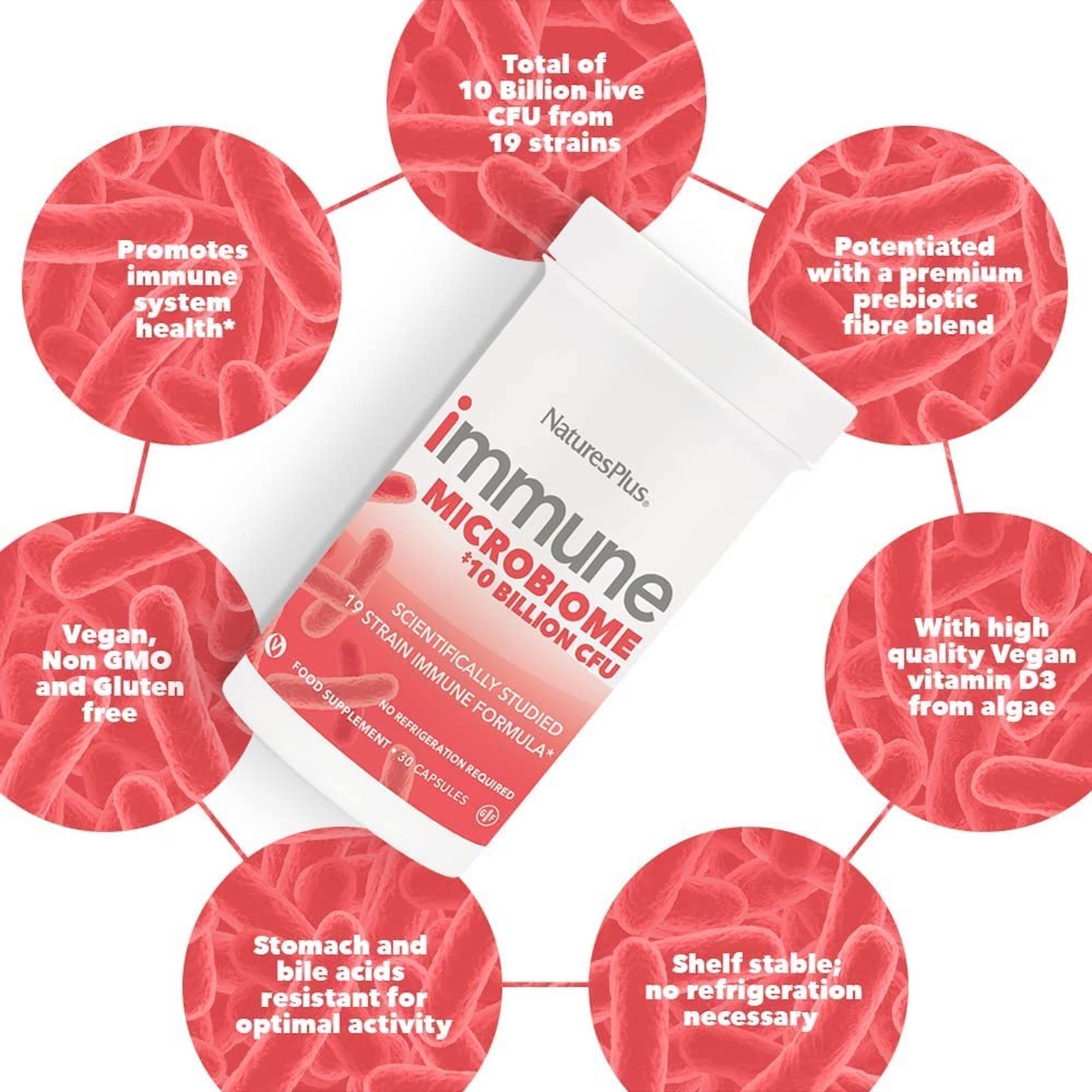 Nature's Plus Immune Probiotic capsules in hand for daily wellness