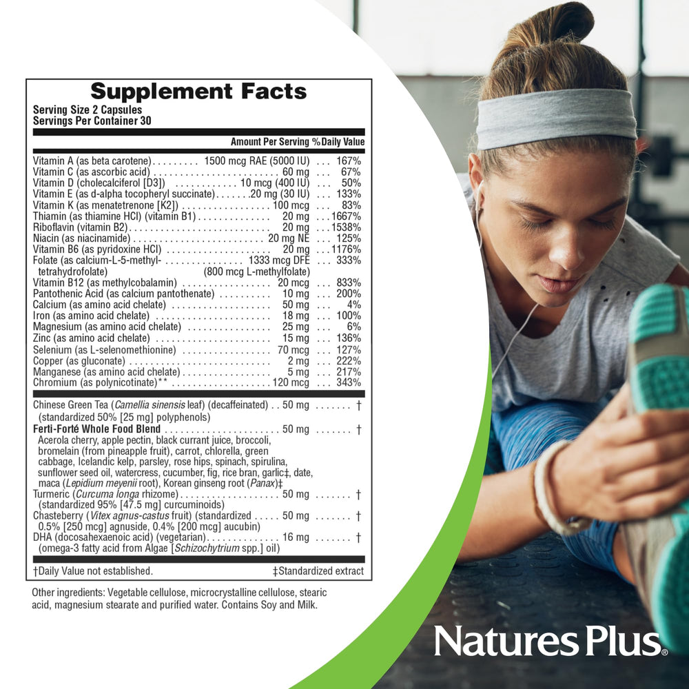 Nature's Plus Procreation Women whole-food blend image conveys acerola, maca, and greens.
