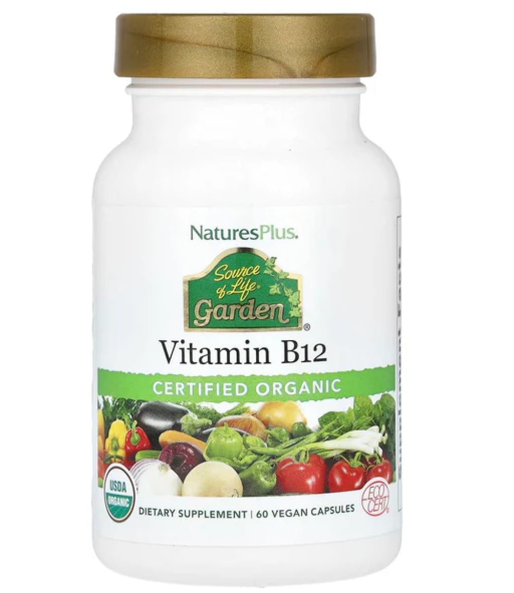 Nature's Plus Source of Life B12 bottle with methylcobalamin and organic blend