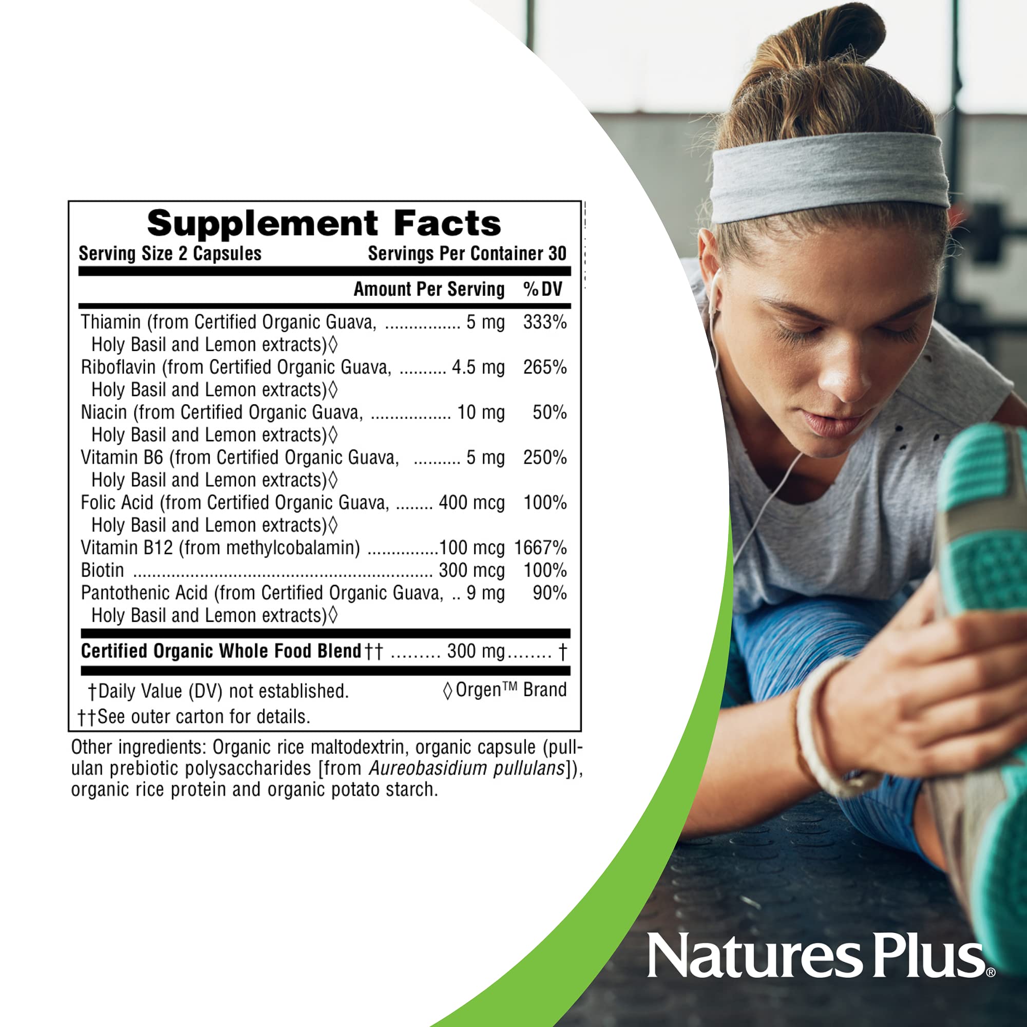 Nature's Plus Source of Life Garden B Complex natural ingredients from whole foods used in the formula