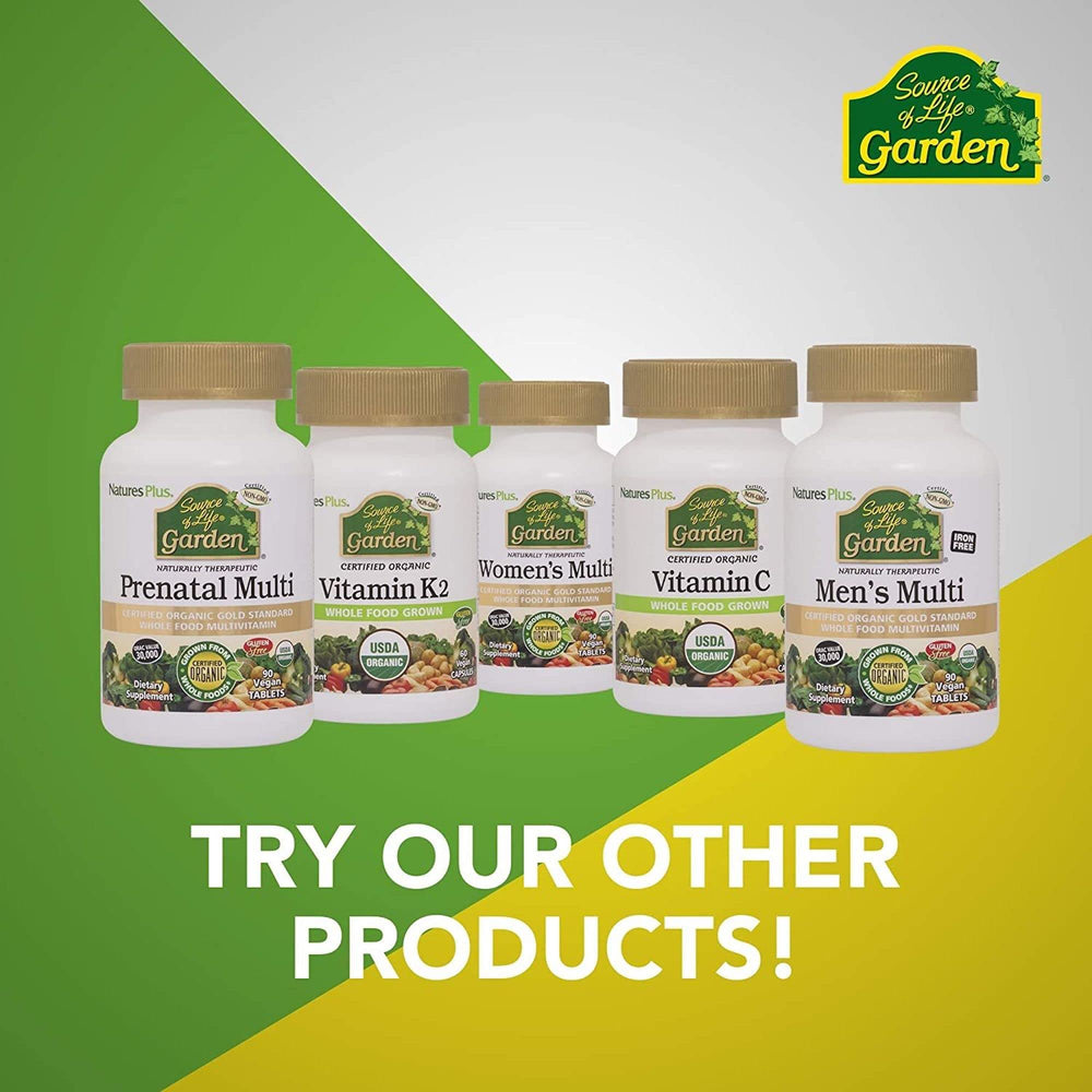 Nature's Plus Source of Life Garden gluten-free symbol assures suitability for gluten-free diets.
