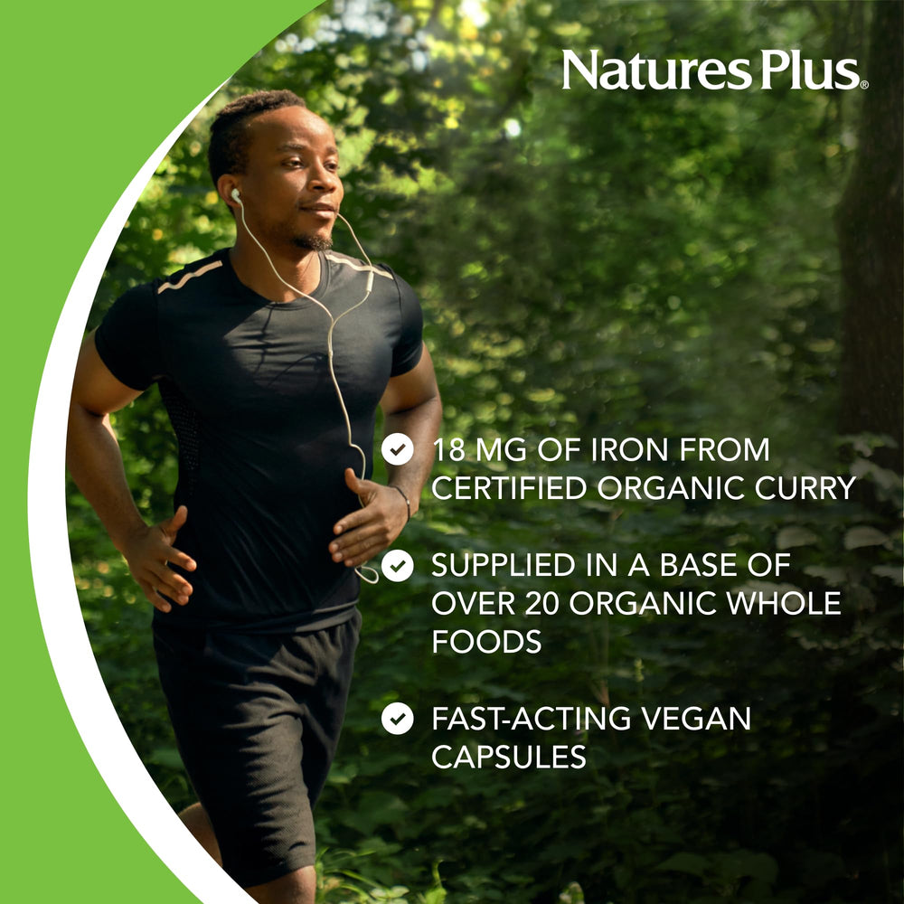 Nature's Plus Source of Life Garden Iron packaging, gluten-free vegetarian formula