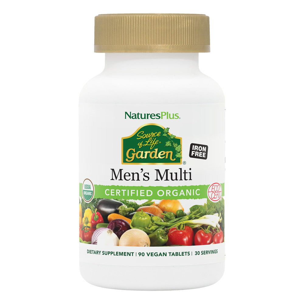 Nature's Plus Source of Life Garden multivitamin bottle front view for daily energy.