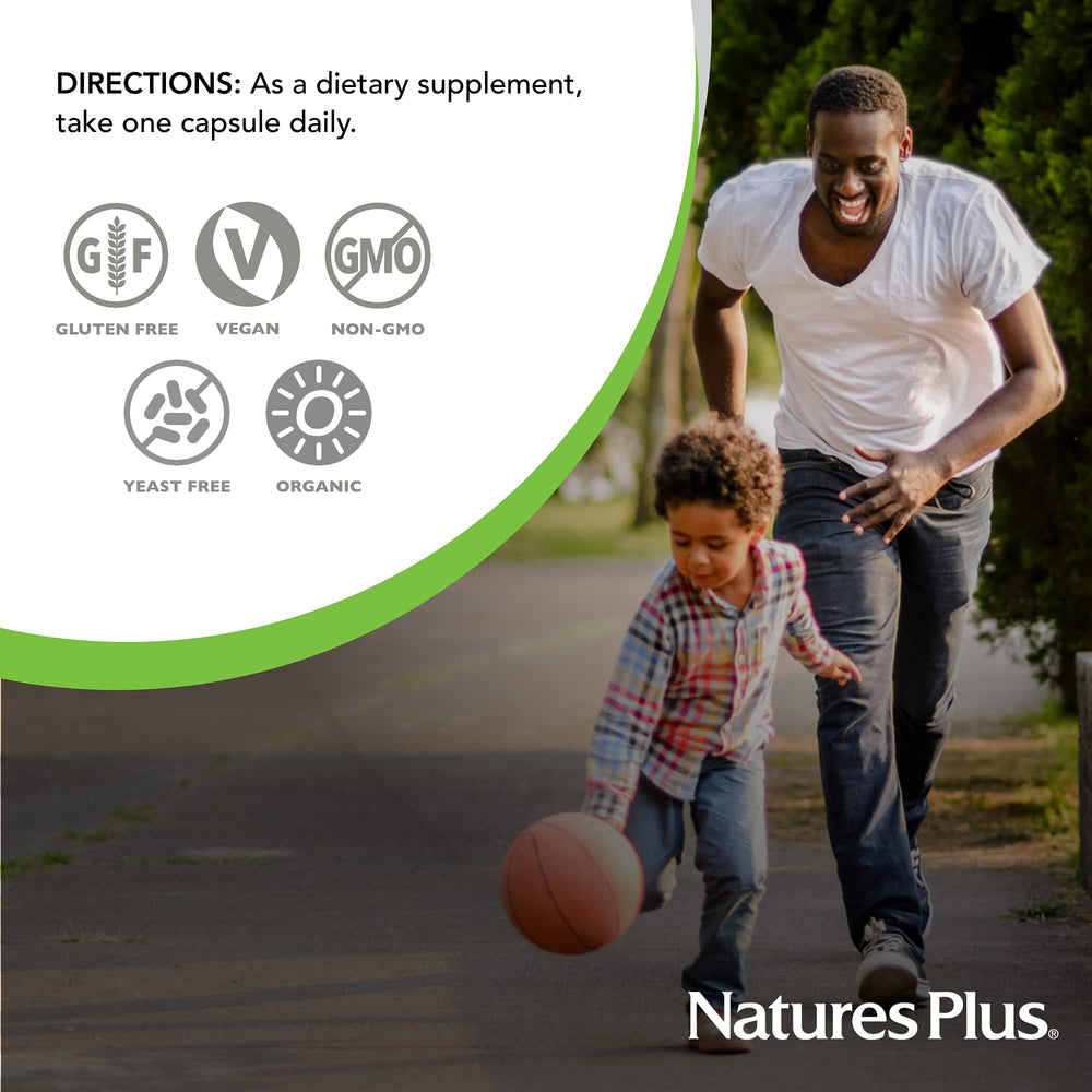 Nature's Plus Source of Life Garden non-GMO label emphasizes purity and clean ingredients.