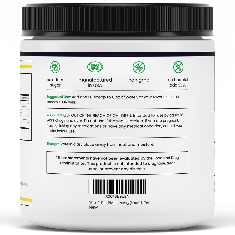 Nature's Pure Blend ingredients panel featuring L-Arginine and L-Citrulline.