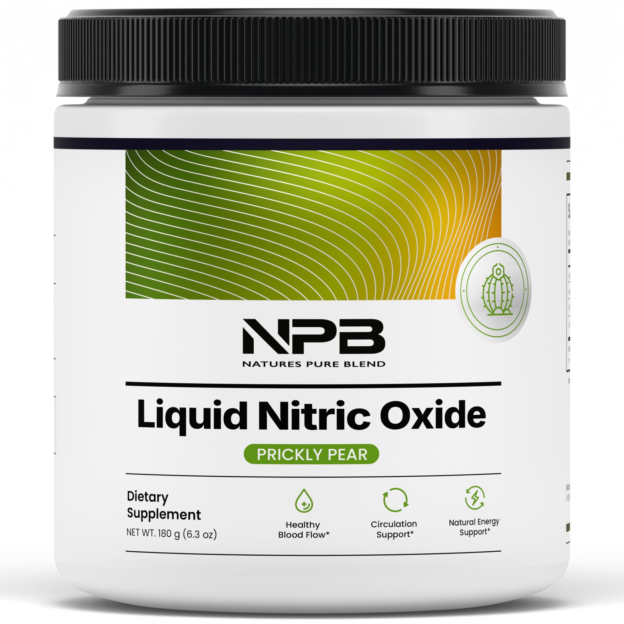 Nature's Pure Blend Liquid Nitric Oxide bottle for steady energy during workouts.
