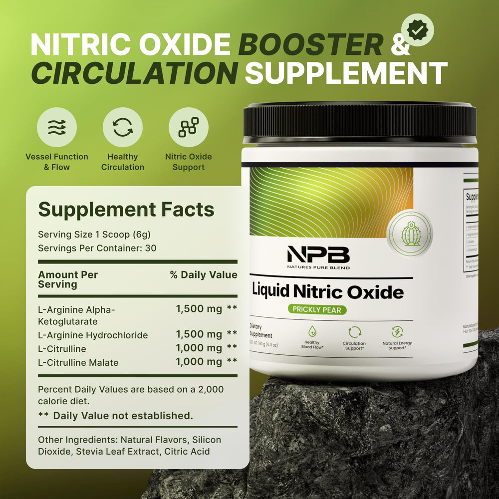 Nature's Pure Blend Liquid Nitric Oxide glass with drink for improved hydration feel.