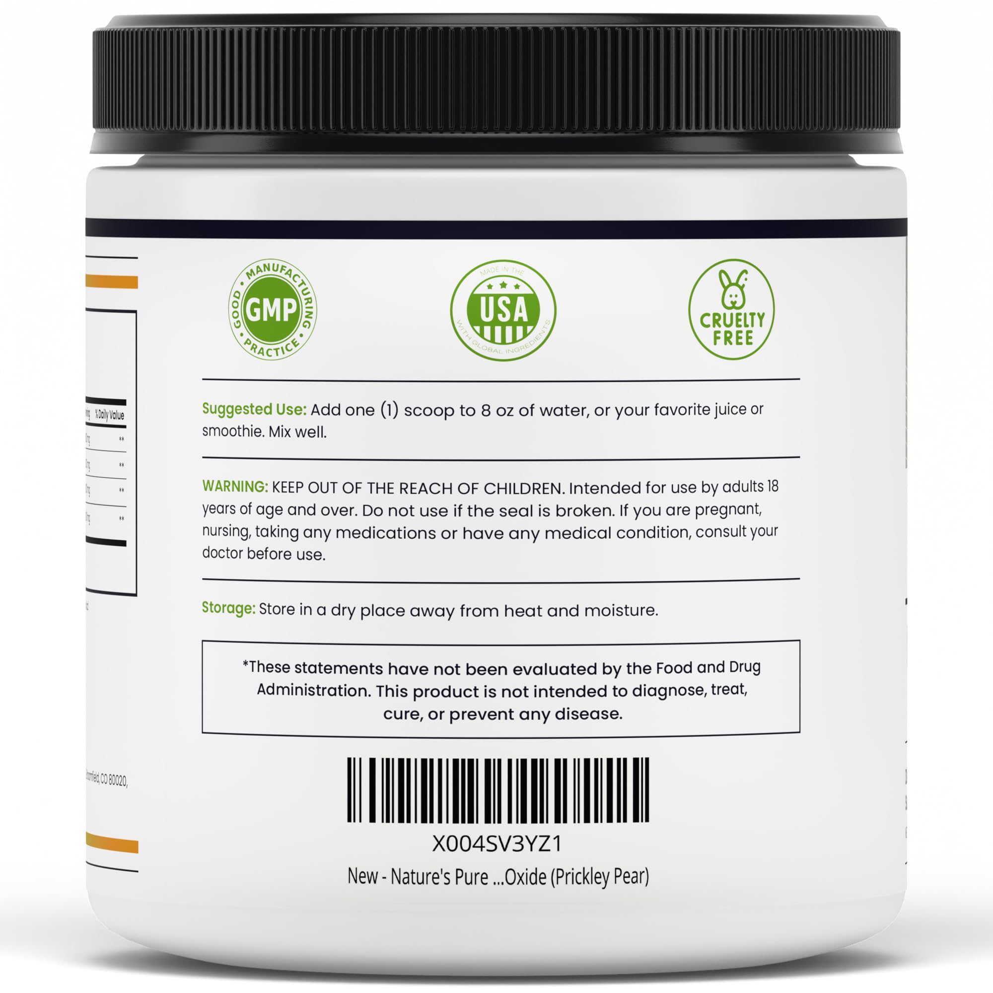 Nature's Pure Blend scoop with pot measuring for precise daily dose.