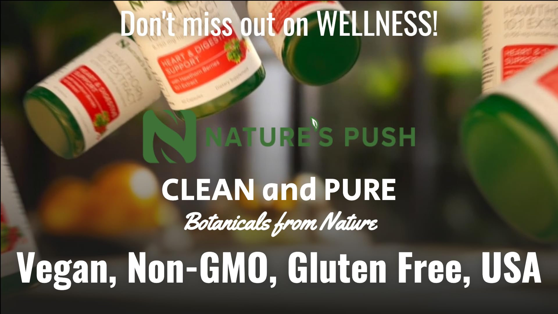 Nature's Push Hawthorn 10:1 label showing potency and vegan formula.