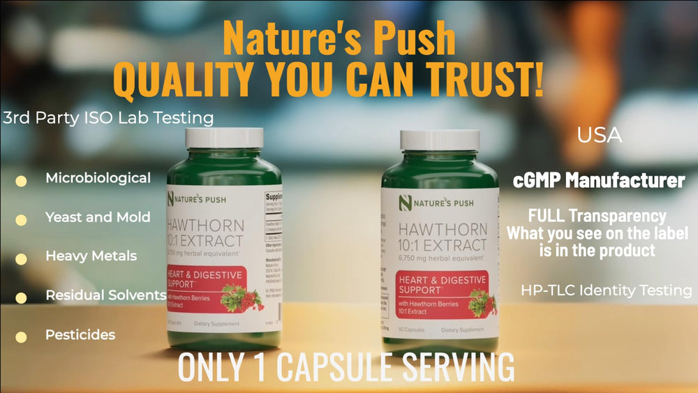 Nature's Push bottle demonstrates convenient 2-4 month supply.