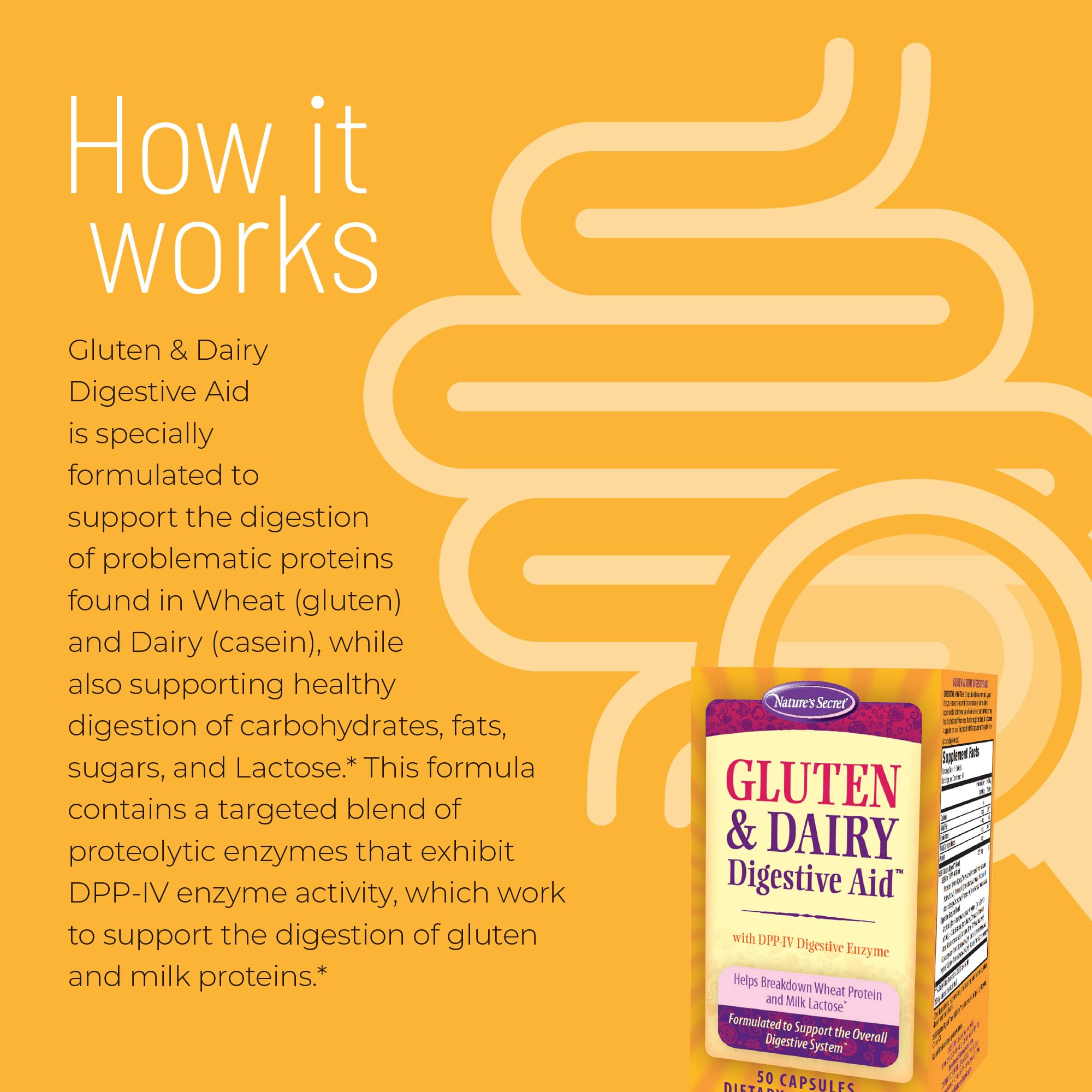 Nature's Secret DPP-IV enzyme blend capsules for gluten and milk protein digestion