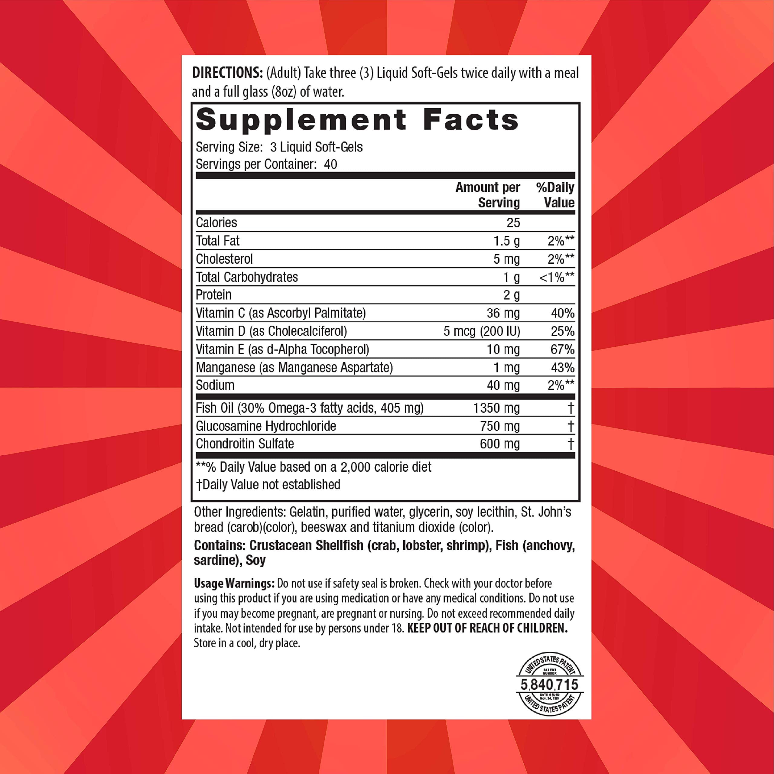 Nature's Secret Inholtra capsules close-up showing glucosamine and chondroitin support.
