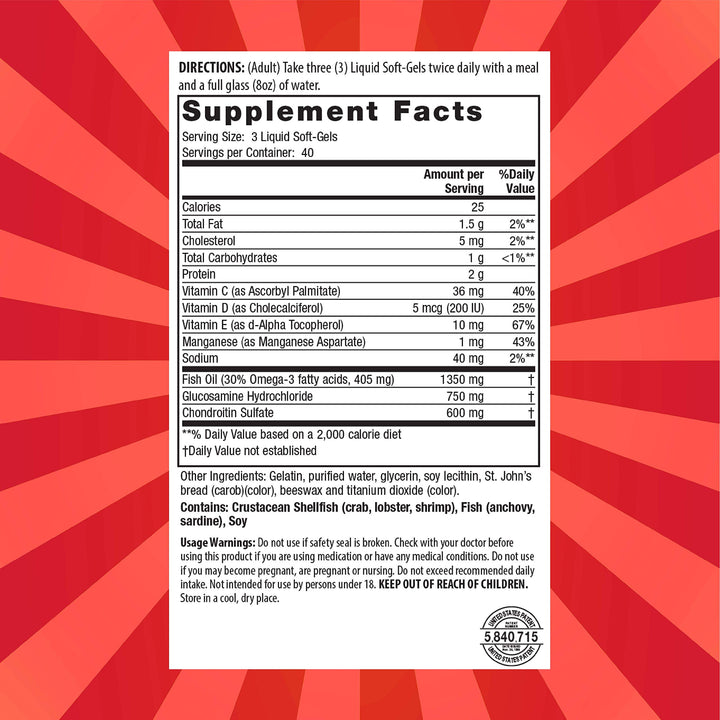 Nature's Secret Inholtra capsules close-up showing glucosamine and chondroitin support.
